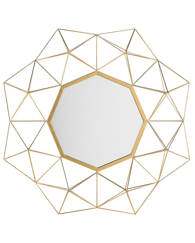 Wall Mounted Hanging Mirror Gold 69 x 80 cm Sun Star Shape Decorative Accent Piece Living Room Bedroom Beliani