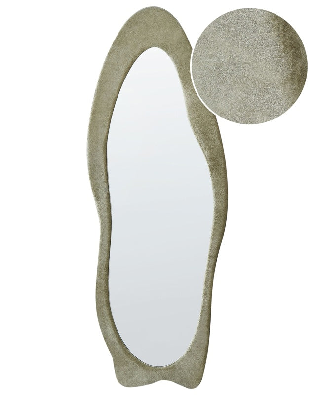 Wall Mirror Green MDF Frame Glass 57 x 160 cm Irregular Shape Decorative Wall Mounted Accent Piece Modern Style Beliani