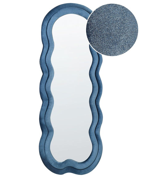 Wall Mirror Blue MDF Frame Glass 57 x 160 cm Irregular Shape Decorative Wall Mounted Accent Piece Modern Style Beliani