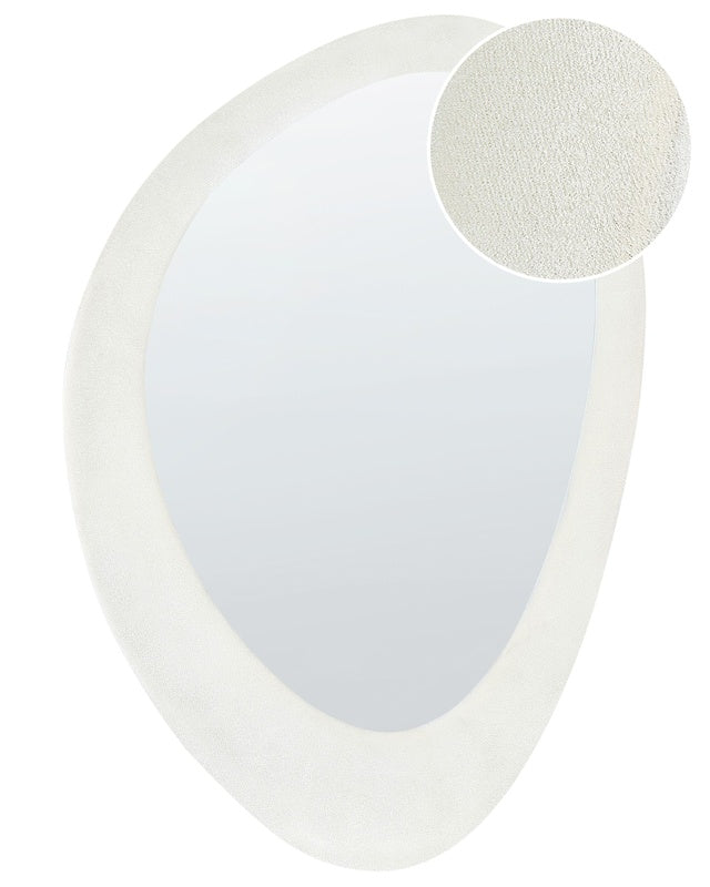 Wall Mirror White MDF Frame Glass 60 x 90 cm Irregular Shape Decorative Wall Mounted Accent Piece Modern Style Beliani