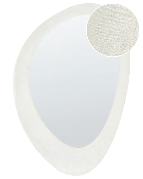 Wall Mirror White MDF Frame Glass 60 x 90 cm Irregular Shape Decorative Wall Mounted Accent Piece Modern Style Beliani