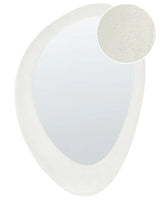 Wall Mirror White MDF Frame Glass 60 x 90 cm Irregular Shape Decorative Wall Mounted Accent Piece Modern Style Beliani