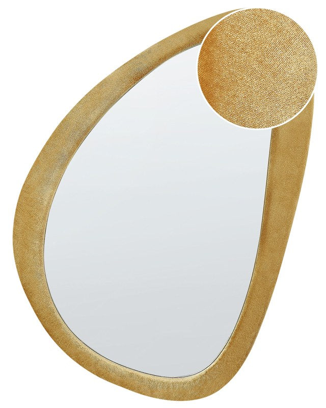 Wall Mirror Yellow MDF Frame Glass 61 x 91 cm Irregular Shape Decorative Wall Mounted Accent Piece Modern Style Beliani