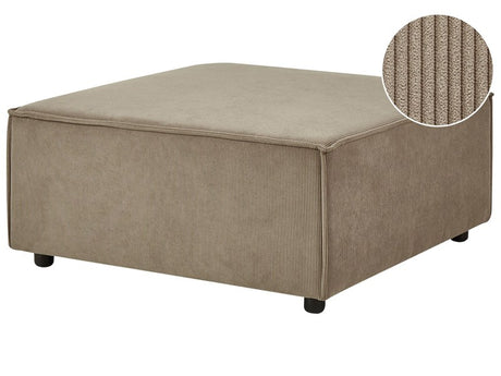 Ottoman Brown Corduroy Upholstered Square Footstool Modern Design Living Room Beliani