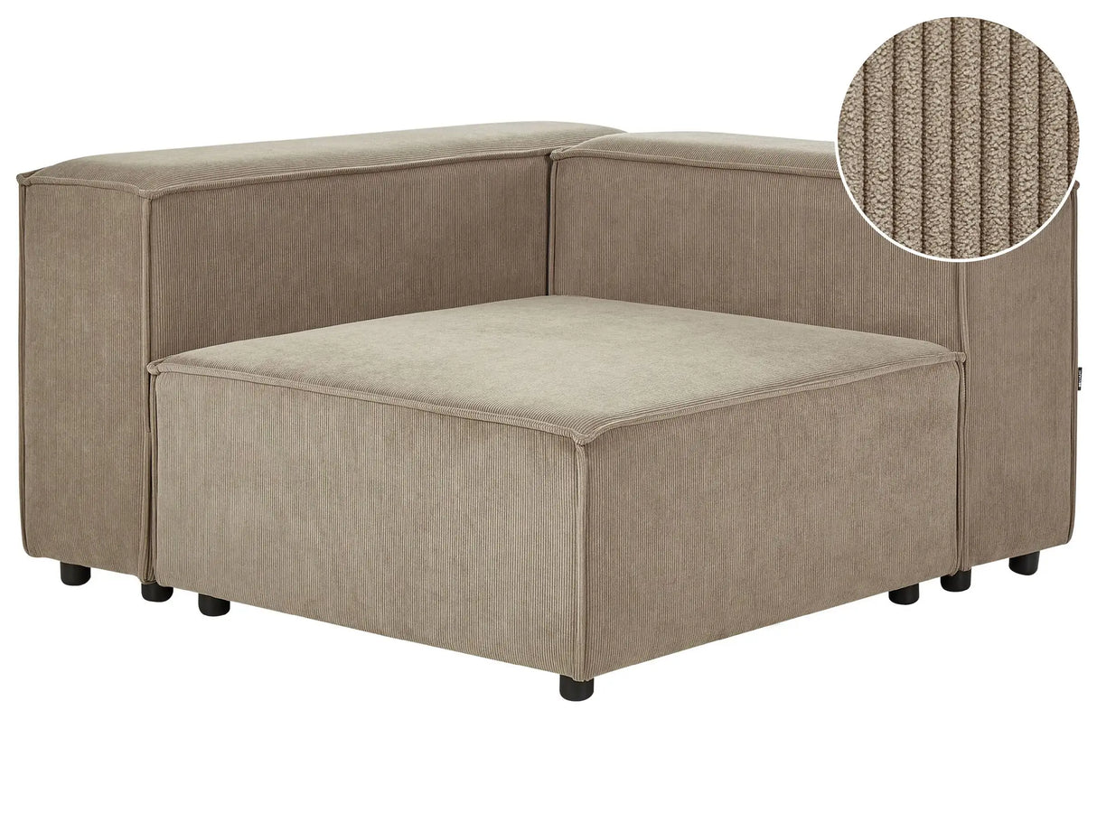 Corner Section Brown Corduroy 1-Seat Sofa Module Modern Single-Seat Beliani