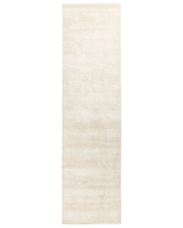Runner Area Rug Light Beige Viscose 80 x 300 cm Tufted Low Pile Modern Beliani