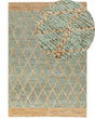 Area Rug Green and Beige Jute 160 x 230 cm Geometric Pattern Hand Woven Boho Living Room Bedroom Beliani