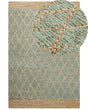 Area Rug Green and Beige Jute 200 x 300 cm Geometric Pattern Hand Woven Boho Living Room Bedroom Beliani