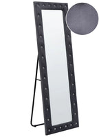 Standing Mirror Dark Grey Velvet 50 x 150 cm with Stand Acrylic Glass Rhinestones Decorative Frame Glamour Wall Dcor Beliani