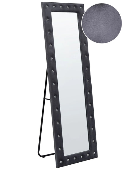 Standing Mirror Dark Grey Velvet 50 x 150 cm with Stand Acrylic Glass Rhinestones Decorative Frame Glamour Wall Dcor Beliani