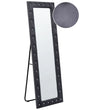 Standing Mirror Dark Grey Velvet 50 x 150 cm with Stand Acrylic Glass Rhinestones Decorative Frame Glamour Wall Dcor Beliani