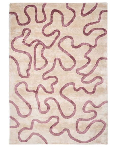 Area Rug Beige and Pink Viscose and Wool Abstract Pattern 160 x 230 cm Modern Glam Style Beliani