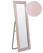 Standing Mirror Pink Velvet 50 x 150 cm with Stand Decorative Frame Glamour Wall Décor Beliani