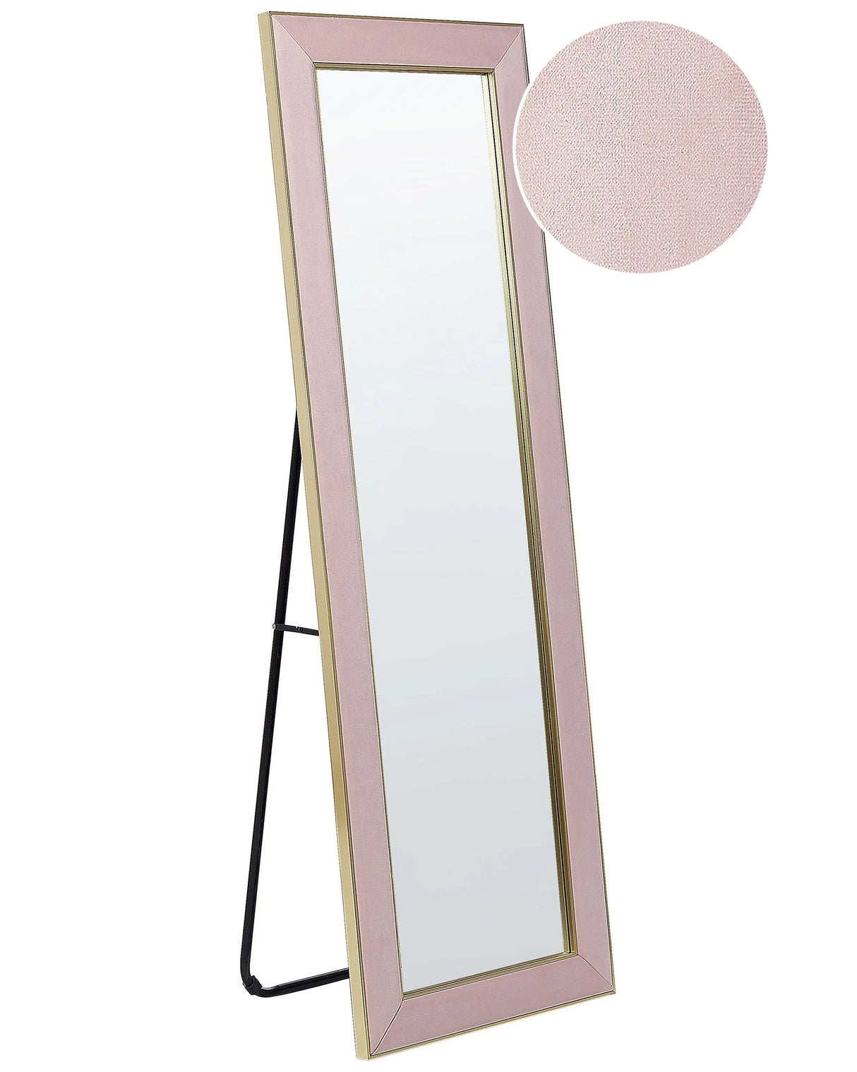 Standing Mirror Pink Velvet 50 x 150 cm with Stand Decorative Frame Glamour Wall Dcor Beliani