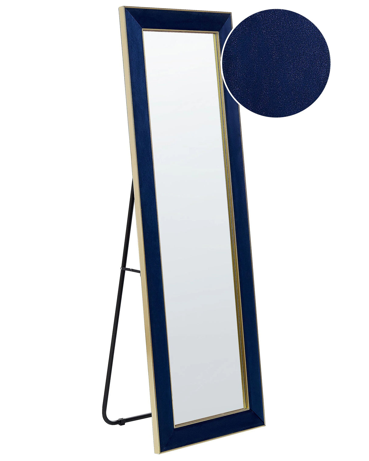 Standing Mirror Blue Velvet 50 x 150 cm with Stand Decorative Frame Glamour Wall Dcor Beliani