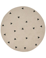 Round Area Rug Beige Cotton  140 cm Solid With Geometric Pattern Beliani