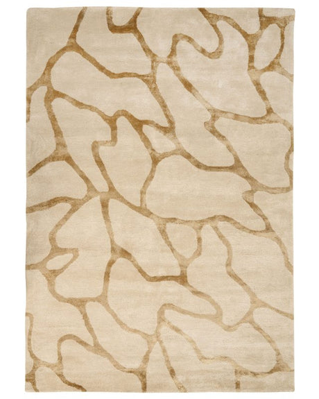 Area Rug Beige Viscose and Wool Geometric Pattern 160 x 230 cm Modern Glam Style Beliani