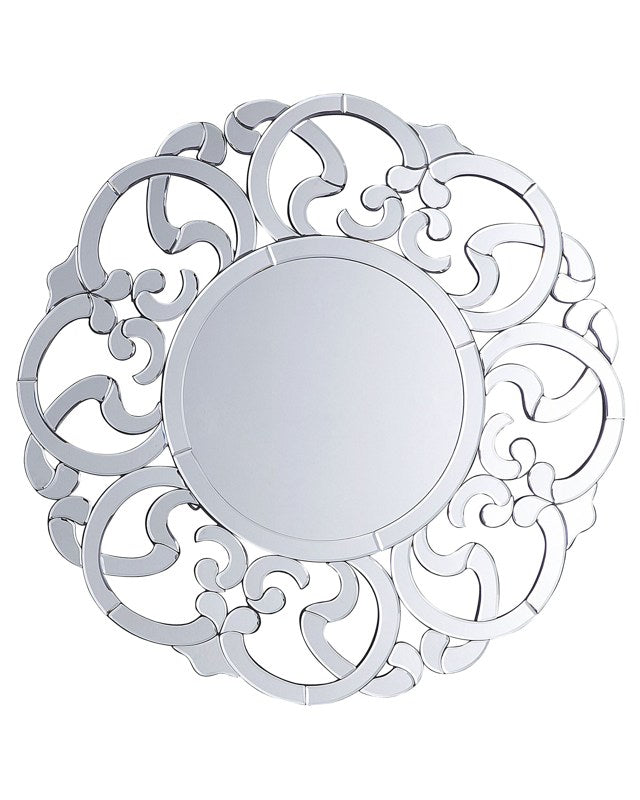 Wall Hanging Mirror Silver 70 cm Round Decorative Irregular Frame Living Room Bedroom Vanity Beliani