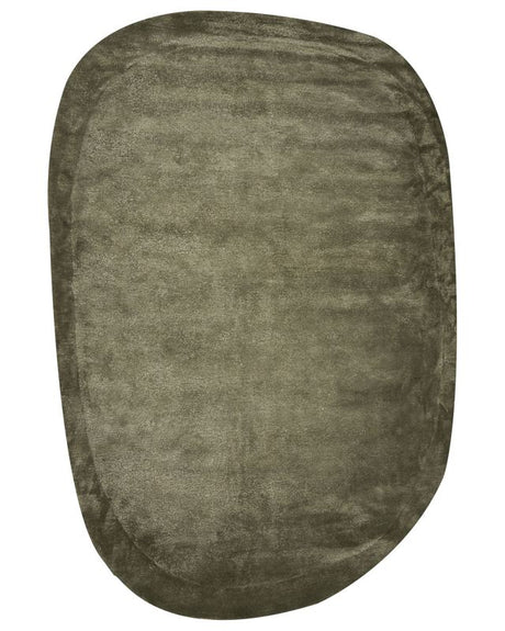 Area Rug Green Viscose and Wool Irregular Shape 200 x 300 cm Modern Glam Style Beliani