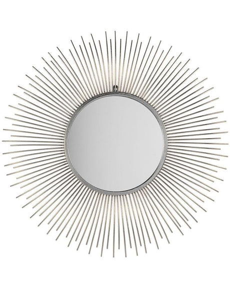 Wall Mounted Hanging Mirror Silver 80 cm Round Sunburst Sun Shape Beliani