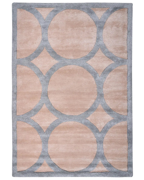 Area Rug Beige and Grey Viscose and Wool Rectangular Shape 160 x 230 cm Modern Glam Style Beliani