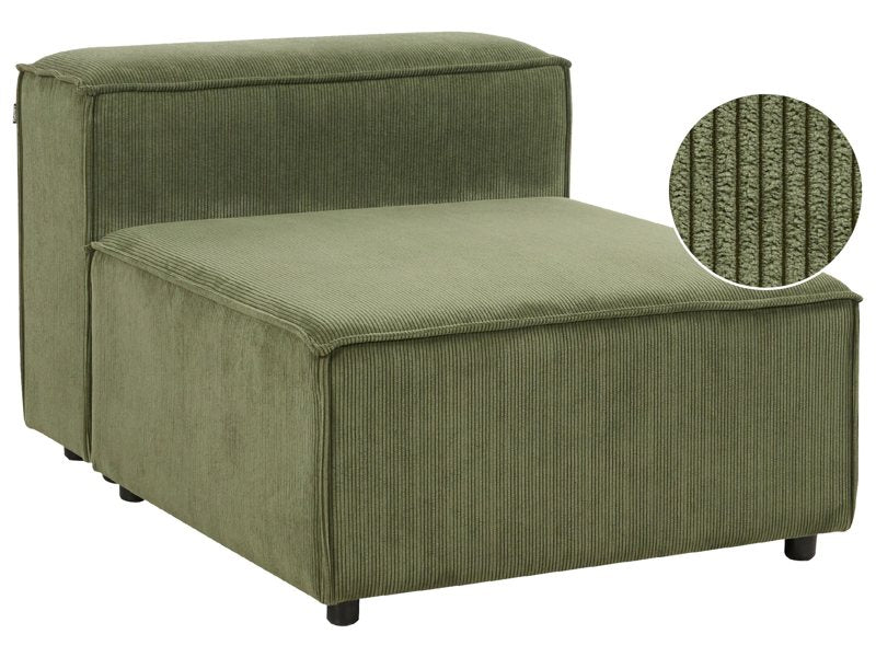 1-Seat Section Green Jumbo Cord Upholstered Chair Module Armless Piece Living Room Modern Design Beliani