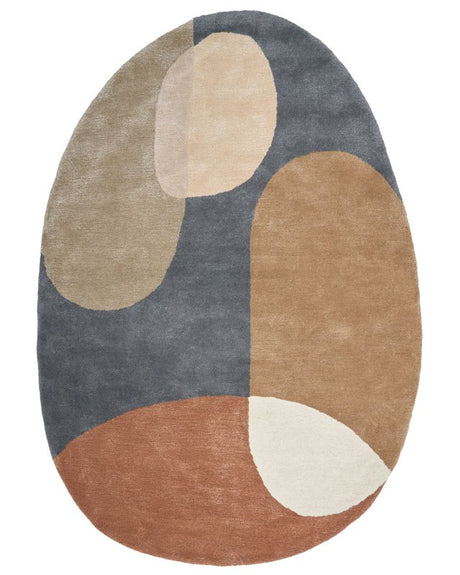 Area Rug Multicolour Viscose and Wool Oval Shape 160 x 230 cm Modern Glam Style Beliani