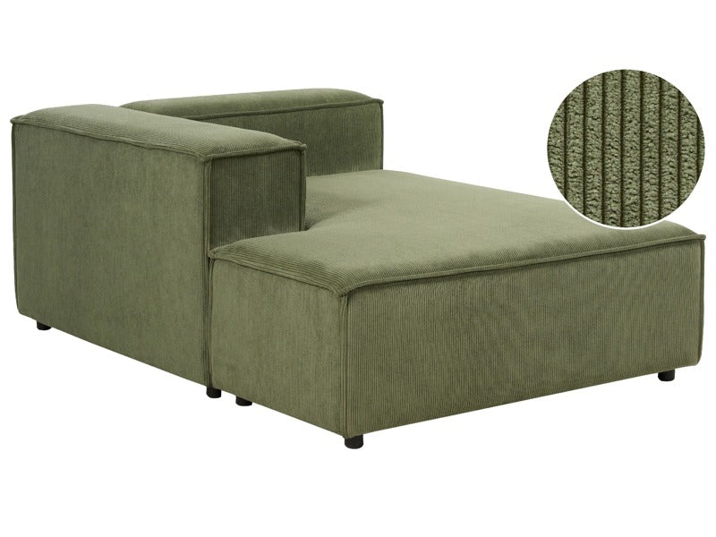 Chaise Lounge Green Corduroy Upholstery Synthetic Legs Right Hand Modern Living Room Aprica Beliani