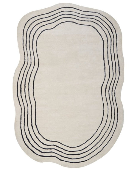 Area Rug Beige Viscose and Wool Irregular Shape 200 x 300 cm Modern Glam Style Beliani