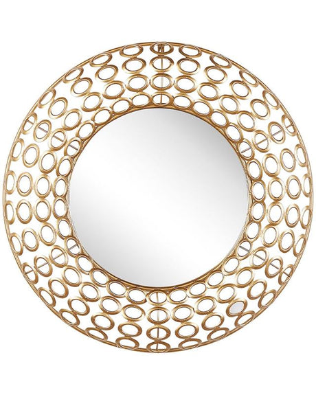 Wall Hanging Mirror Oval Gold ø 80 cm Wall Art Decor Eclectic Style Living Room Beliani