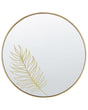 Round Wall Mirror Golden Frame 57 cm Leaf Pattern Bathroom Living Room Retro Beliani