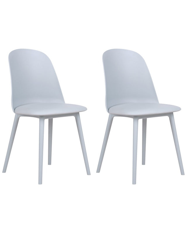 Set of 2 Dining Chairs Light Blue Synthetic Padded Seat Kitchen Seats Modern Minimalist Living Room Beliani