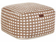 Pouf Ottoman Footstool Beige Cotton and Wool 50 x 50 x 30 cm Hand Woven Beads Filling Square Beliani