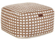 Pouf Ottoman Footstool Beige Cotton and Wool 50 x 50 x 30 cm Hand Woven Beads Filling Square Beliani