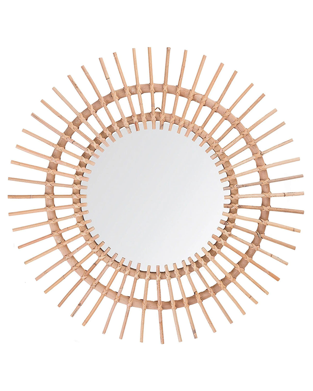 Wall Mirror Beige Rattan  76 cm Decorative Hallway Boho Beliani