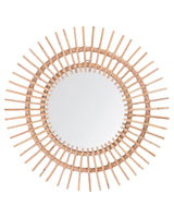 Wall Mirror Beige Rattan  76 cm Decorative Hallway Boho Beliani