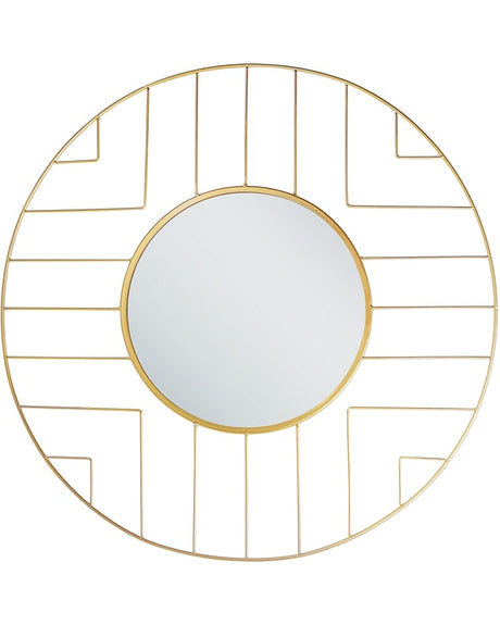 Wall Mirror Gold Metal Iron ø 60 cm Frame Round Wall Mounted Home Décor Accessory Glamour Modern Beliani