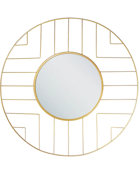 Wall Mirror Gold Metal Iron  60 cm Frame Round Wall Mounted Home Dcor Accessory Glamour Modern Beliani
