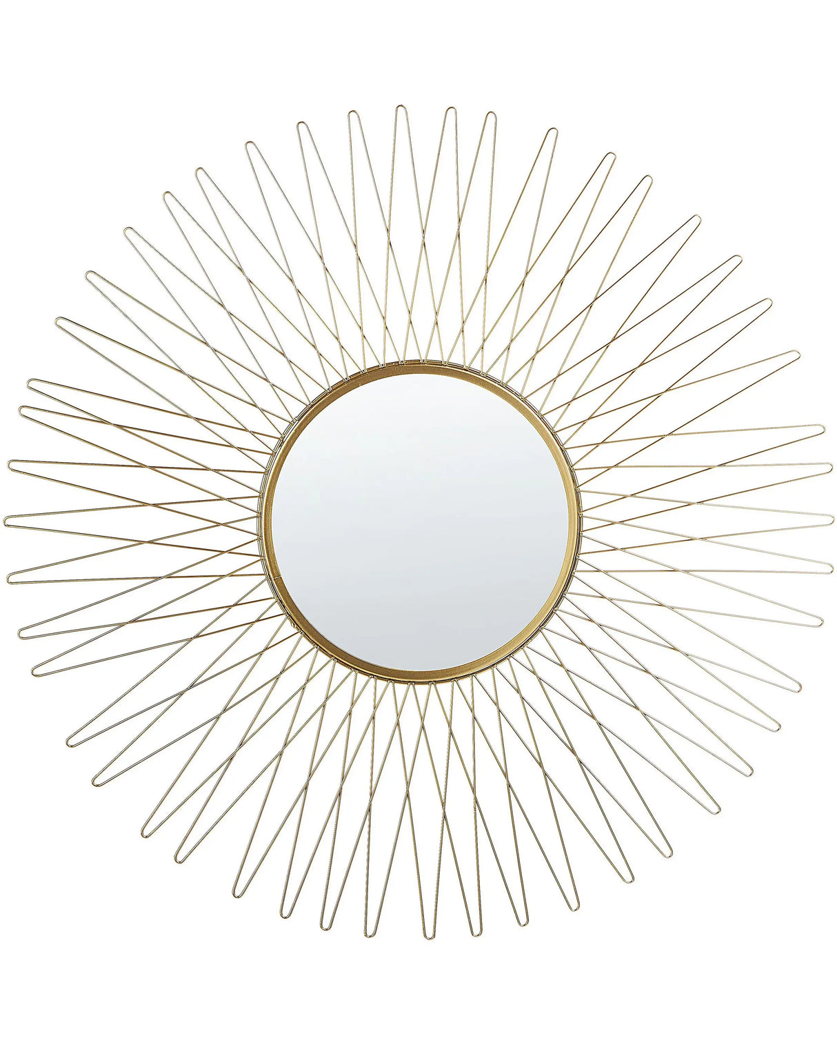 Wall Mirror Gold Metal Round 70 cm Sunburst Ornamental Glamour Living Room Bedroom Beliani