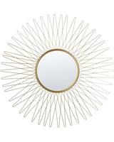 Wall Mirror Gold Metal Round 70 cm Sunburst Ornamental Glamour Living Room Bedroom Beliani