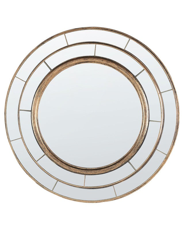 Wall Mirror Gold Round Frame Synthetic Material ø 40 cm Modern Design Living Room Decor Beliani