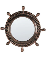 Wall Mirror Dark Brown Synthetic Material  46 cm Rope Pattern Frame Nautical Design Beliani