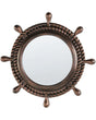 Wall Mirror Dark Brown Synthetic Material  46 cm Rope Pattern Frame Nautical Design Beliani