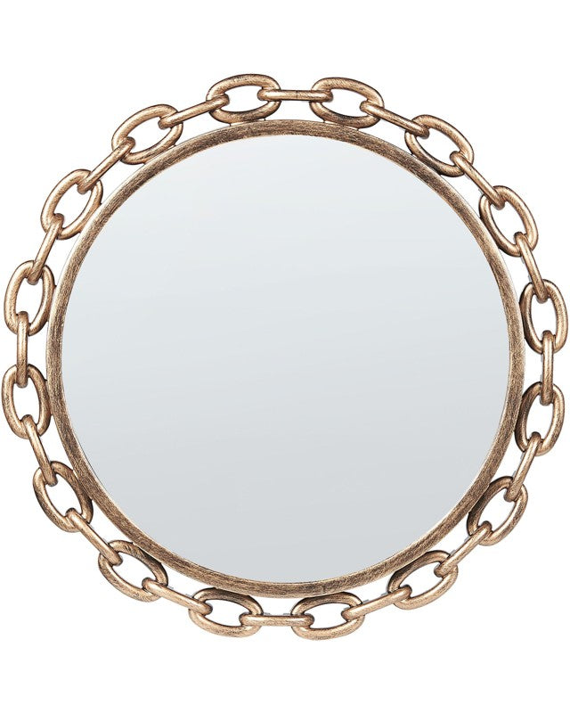 Wall Mirror Gold Synthetic Material ø 46 cm Chain Shaped Frame Modern Design Beliani