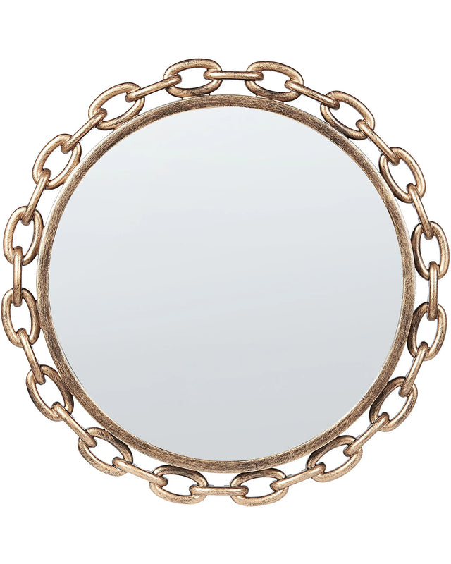 Wall Mirror Gold Synthetic Material  46 cm Chain Shaped Frame Modern Design Beliani