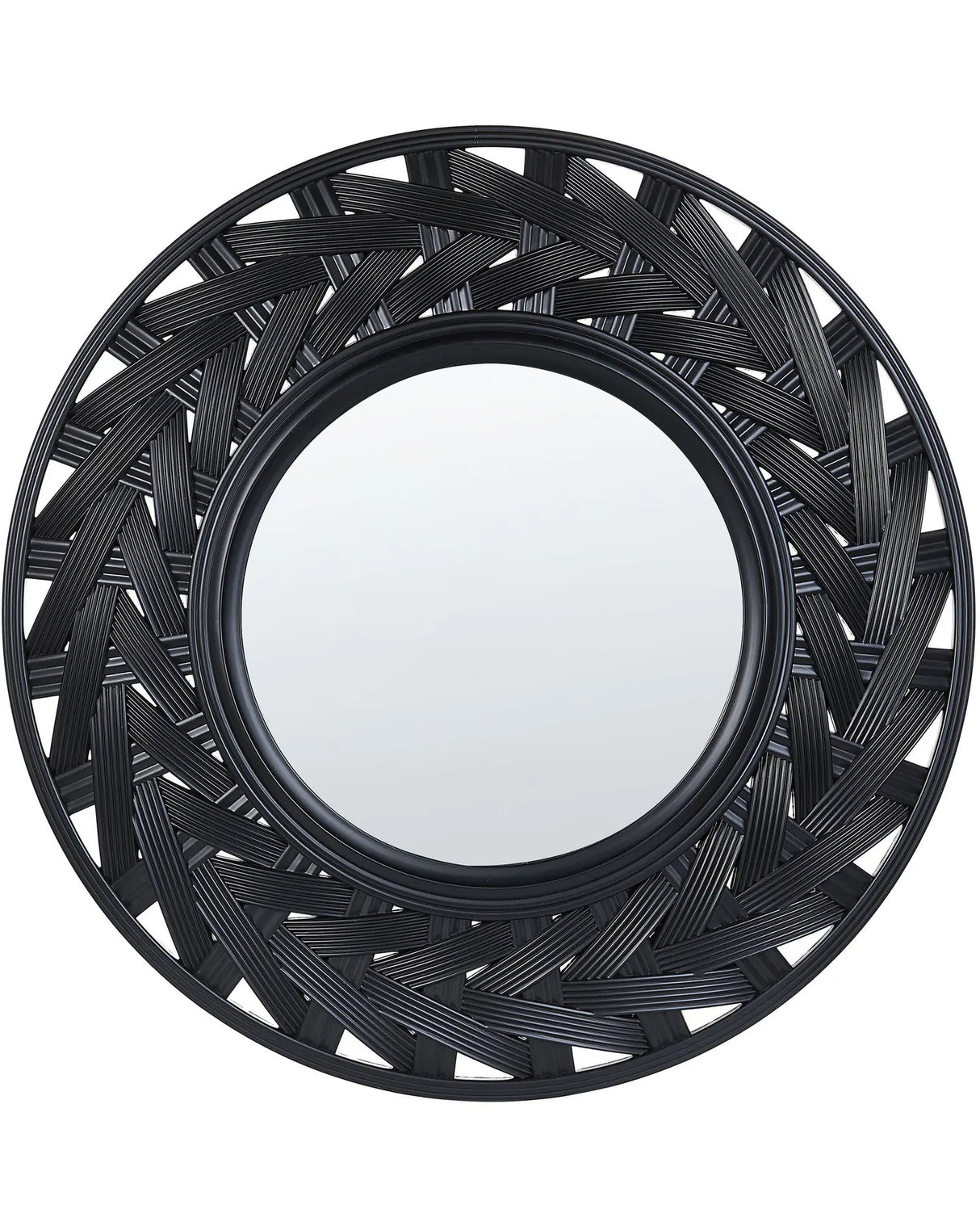 Wall Mirror Black Synthetic Frame  60 cm Large Modern Design Living Room Beliani