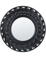 Wall Mirror Black Synthetic Frame  60 cm Large Modern Design Living Room Beliani