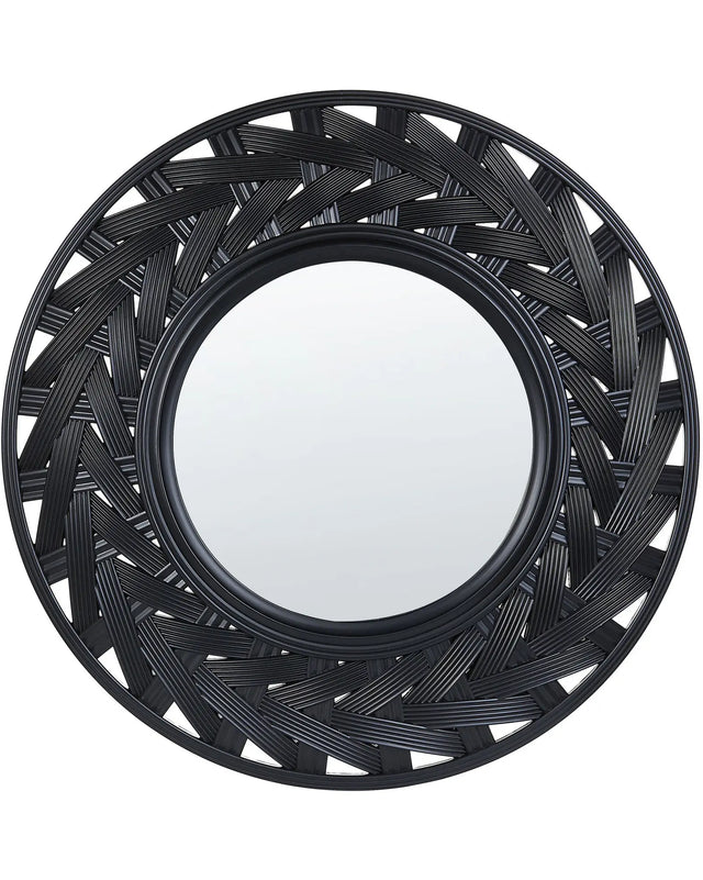 Wall Mirror Black Synthetic Frame  60 cm Large Modern Design Living Room Beliani