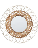 Wall Mirror Natural Water Hyacinth Steel  67 cm Decorative Hallway Boho Beliani