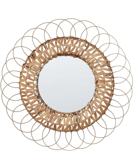 Wall Mirror Natural Water Hyacinth Steel  67 cm Decorative Hallway Boho Beliani